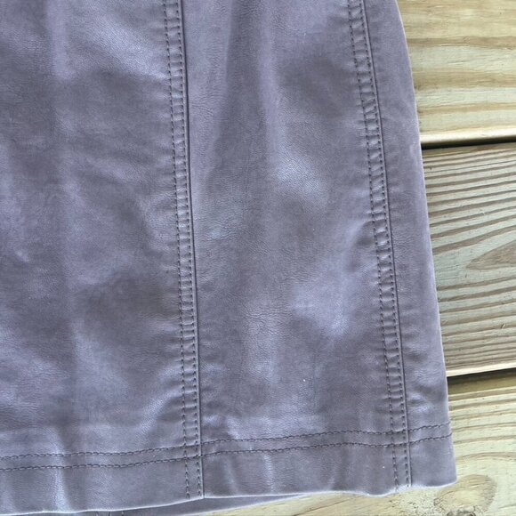 Free People | Mauve Chic Boho Rayon Vegan Leather Biker Mini Skirt 2 - Picture 5 of 12